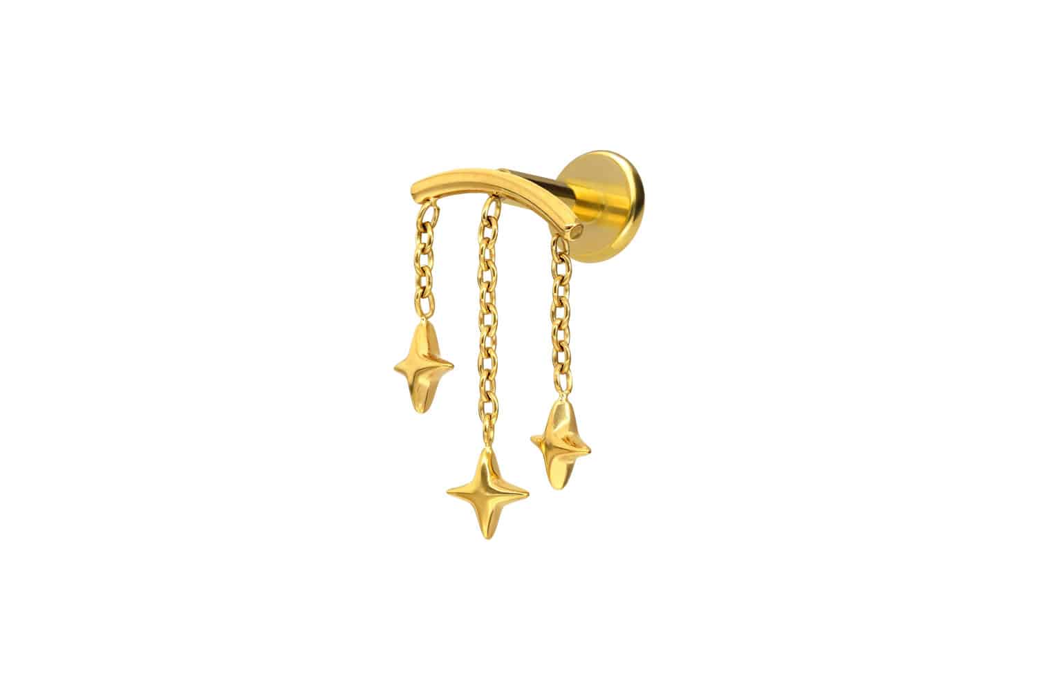 Titan Labret Piercing mit Innengewinde BOGEN + 3 STERNE
